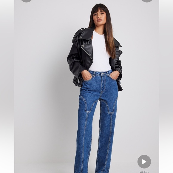 Na-Kd Women's Blue Straight Leg Jeans - Picture 1 of 4